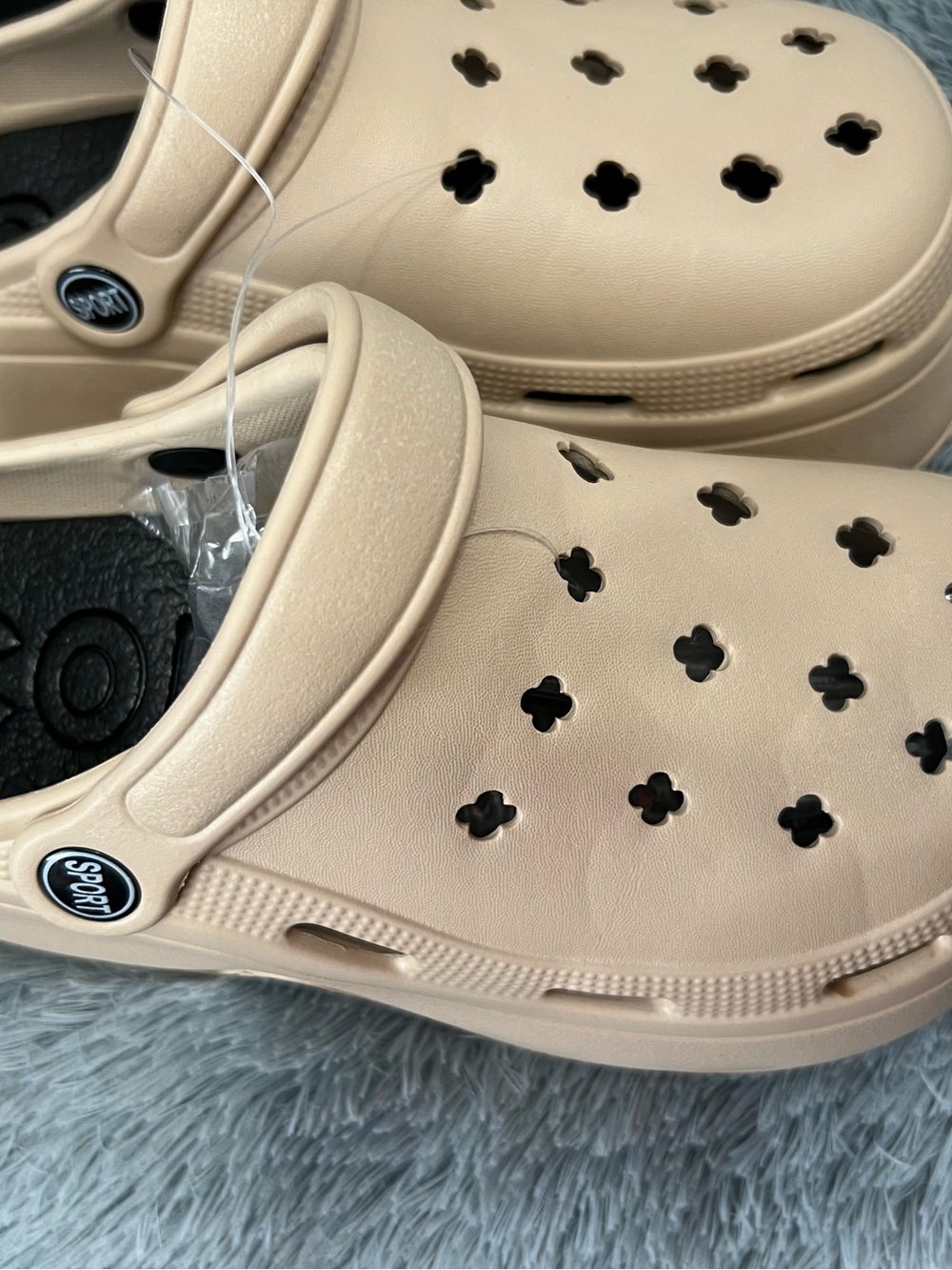 SHEIN Beige Perforated Clog Mules with Heel Strap